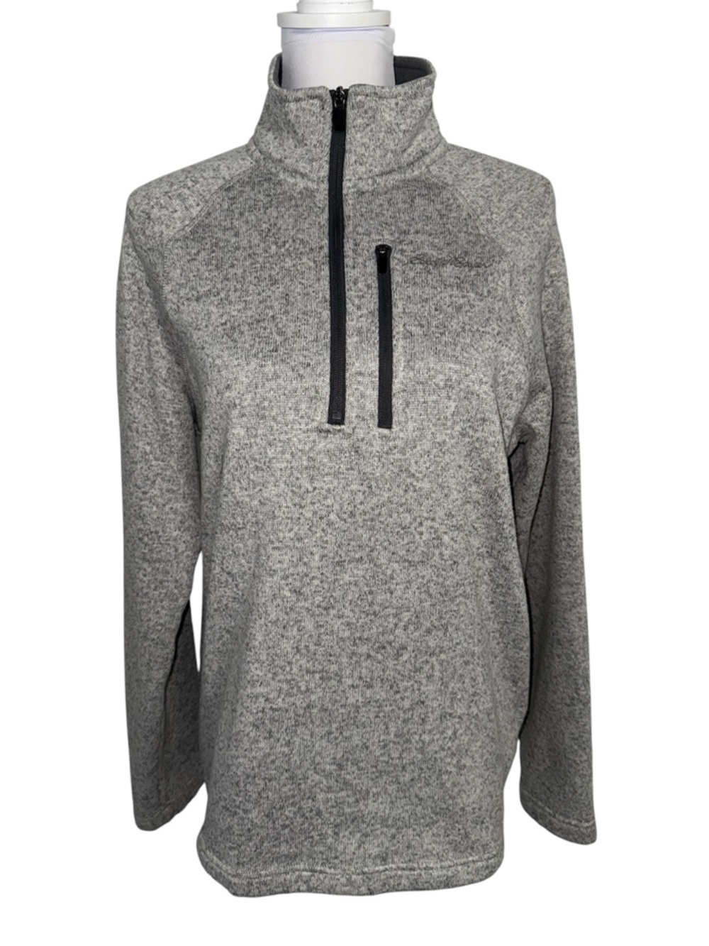 Eddie Bauer Mens Medium Gray Marled Quarter Zip Fleece Pullover Gorpcore
